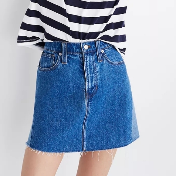 Madewell Denim A-Line Mini Skirt: Pieced Edition Women's Size 32 Size 14 - Picture 8 of 15